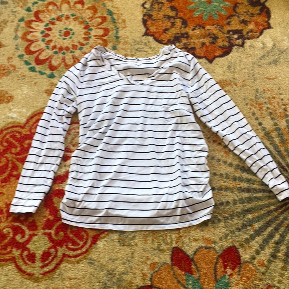 Striped white maternity shirt